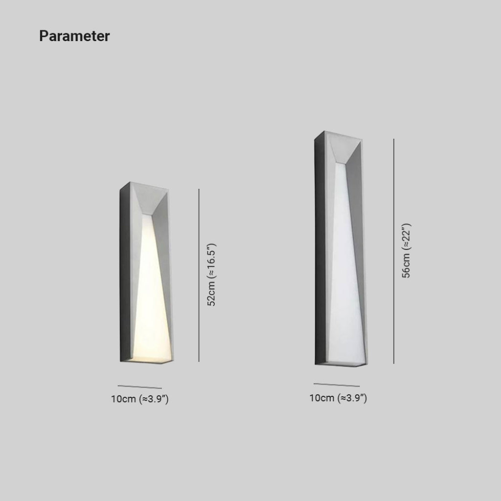 Ray Modern Rectangular Metal Outdoor Wall Lamp, Black/White