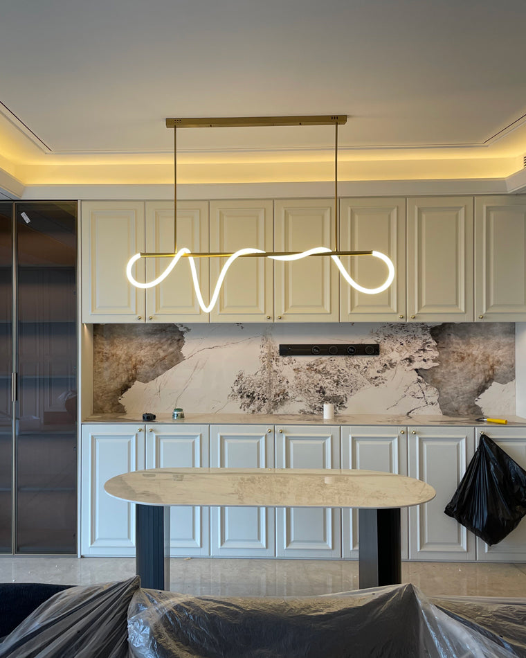 Rope Led Linear Brass Chandelier