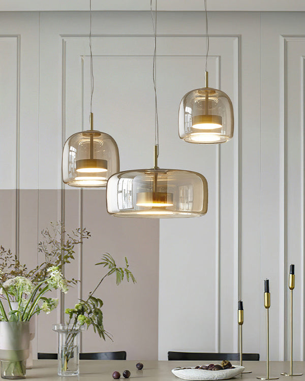 Drum Blown Glass Pendant Light