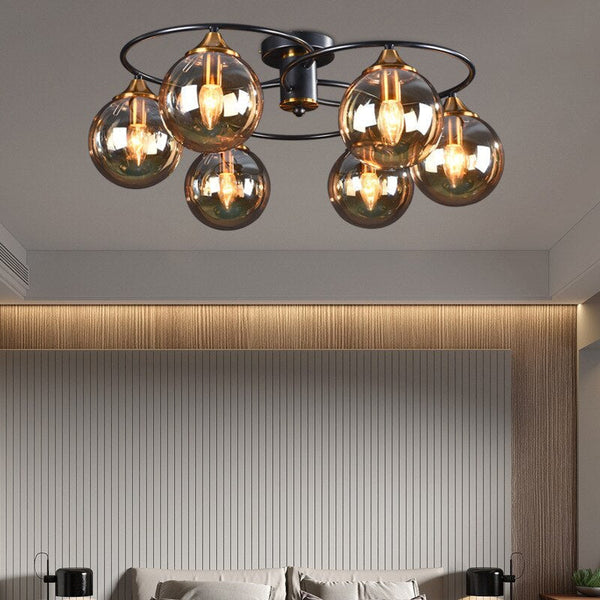 Valentina Nordic Bubble Glass Ceiling Light, Gray/Amber