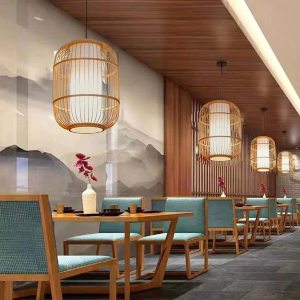 Chinese Lantern Bamboo Rattan Pendant Light