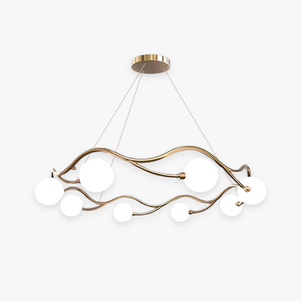 Valentina Modern Designe Wave Metal/Glass Pendant Light, White/Gold