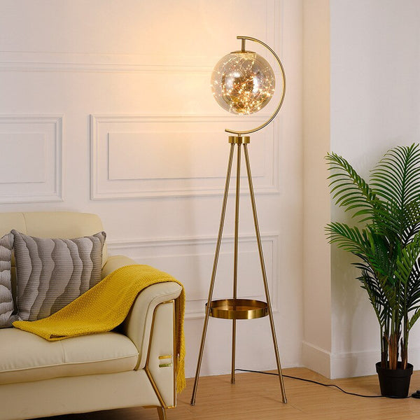 Kady Modern Starry Globe Glass Floor Lamp, Gold