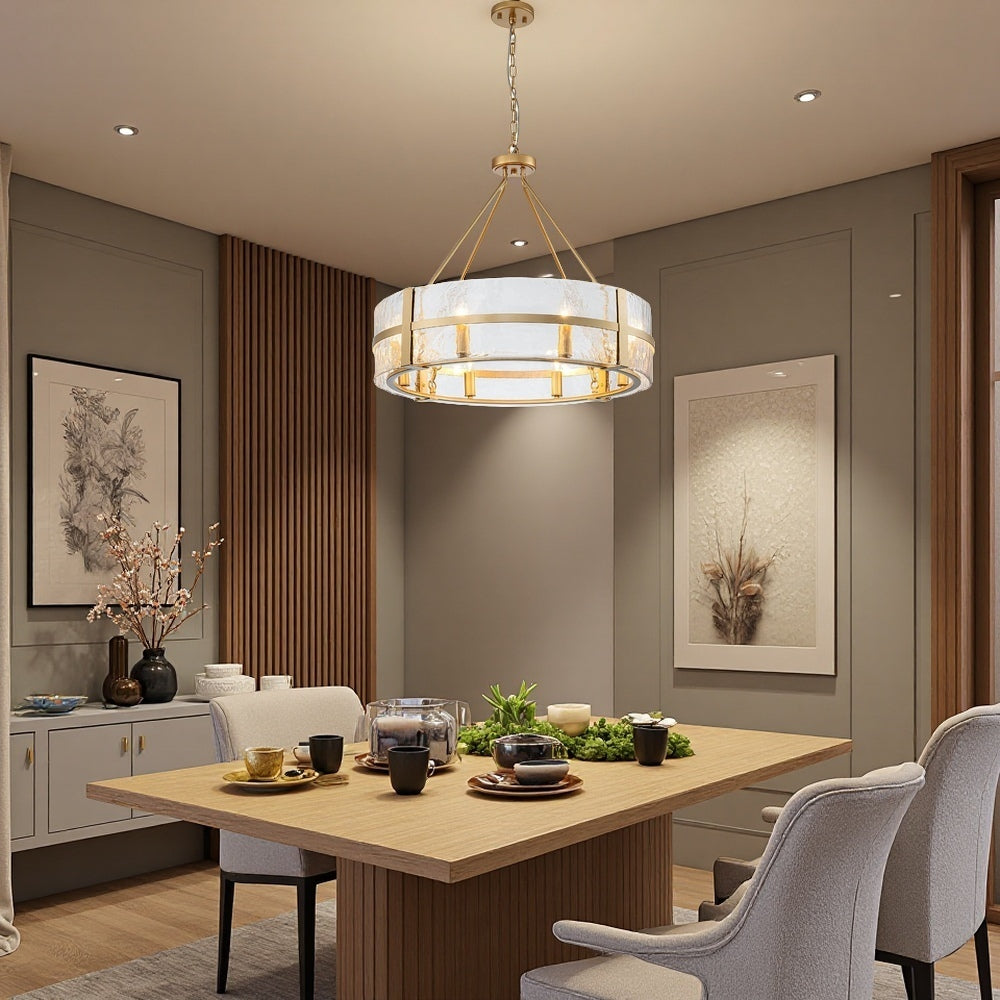 8-Light Glass Round Chandelier Pendant Light