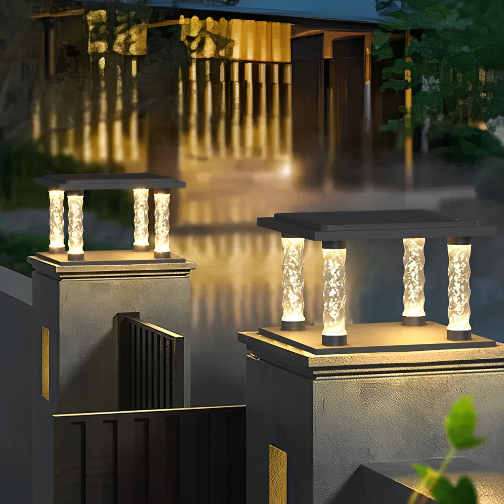 Terieelle Bubbles Square Modern Outdoor Post Caps Lights