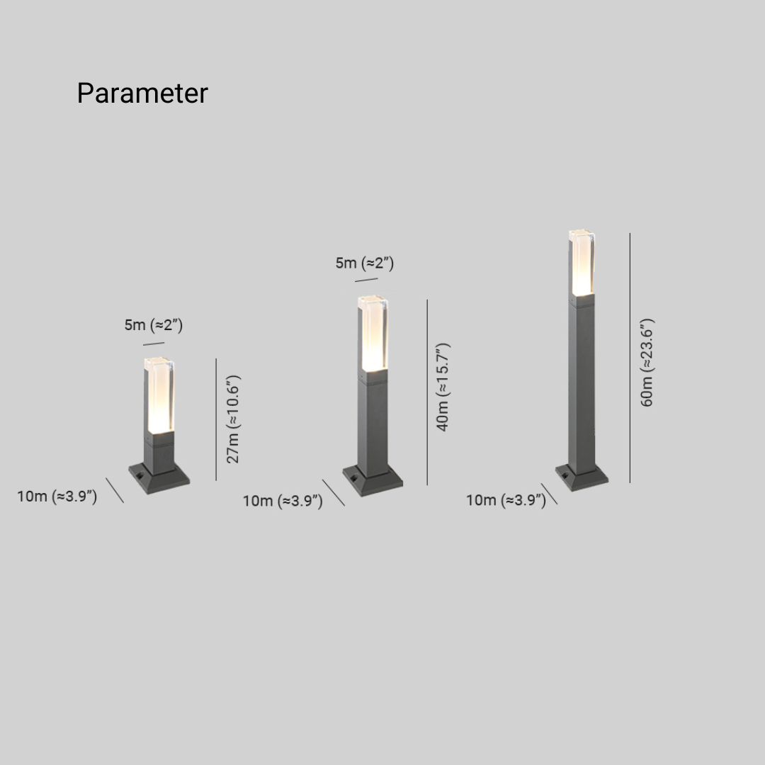 Ray Modern Rectangular Column Solar Outdoor Path Light, Black