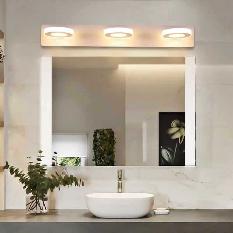 Arisha Minimalist Round Metal Wall Lamp, White, Bathroom