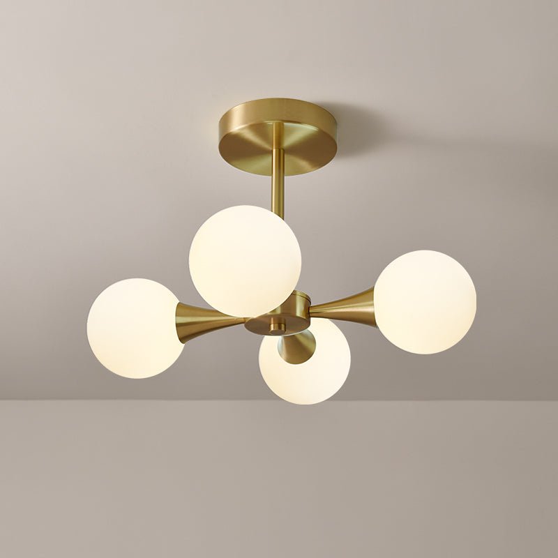 4-light Opal Globe Chandelier Ceiling Light
