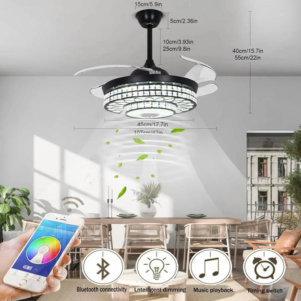 42" Ceiling Fan with Light and Bluetooth Speaker