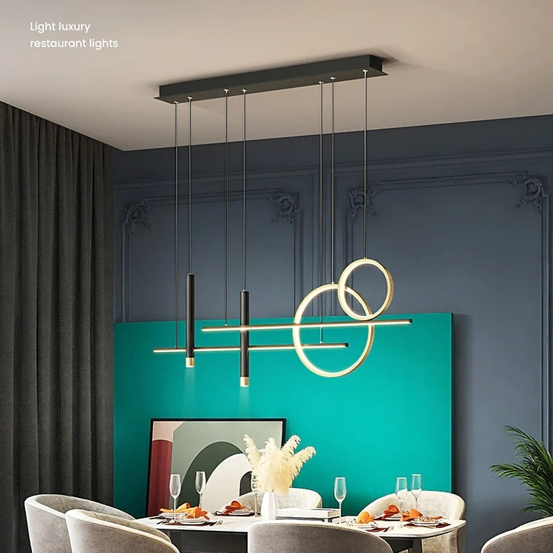 Modern Linear Ring Shape Geometric Pendant Light