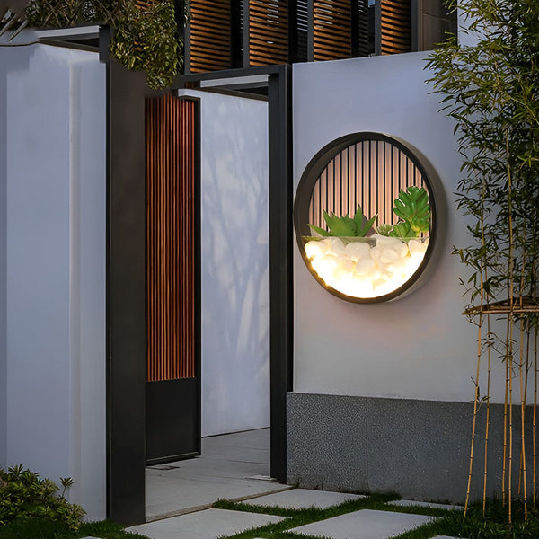 Virainine Small Artificial Plants Modern Stones Outdoor Wall Light