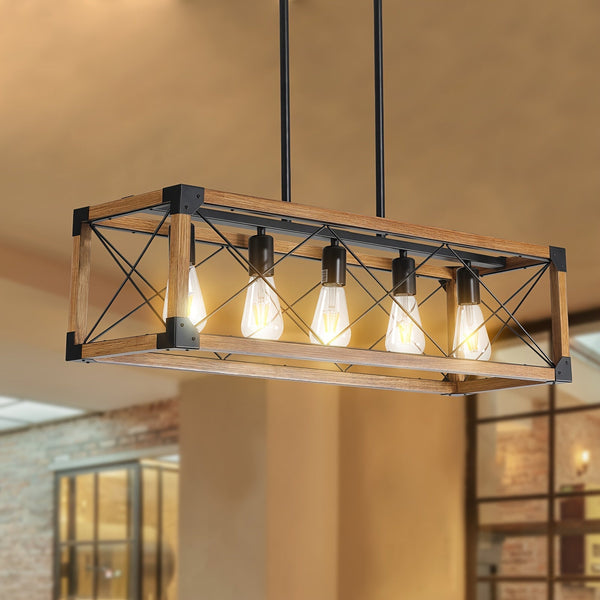 5-Light Farmhouse Rectangular Chandelier