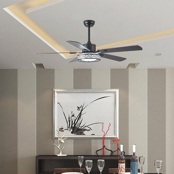 Ceiling Fan with Light Traditional Quiet Semi Flush Mount, 5 Wood Blades