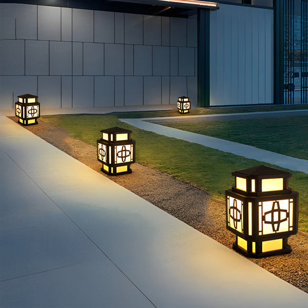 Whney Creative LED Retro Marble Outdoor Deck Post Pillar Light