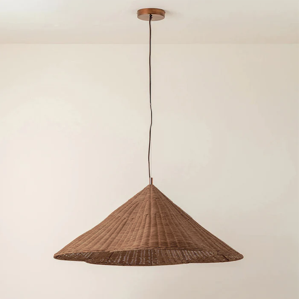 Vintage Rattan Wabi Sabi Pendant Light