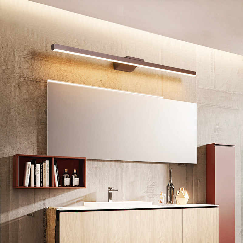 Arisha Modern Linear Metal Wall Lamp Mirror Front, Coffee