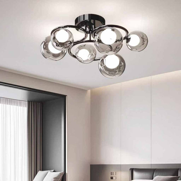 6-Light Bubble Semi-Flush Glass LED Ceiling Light