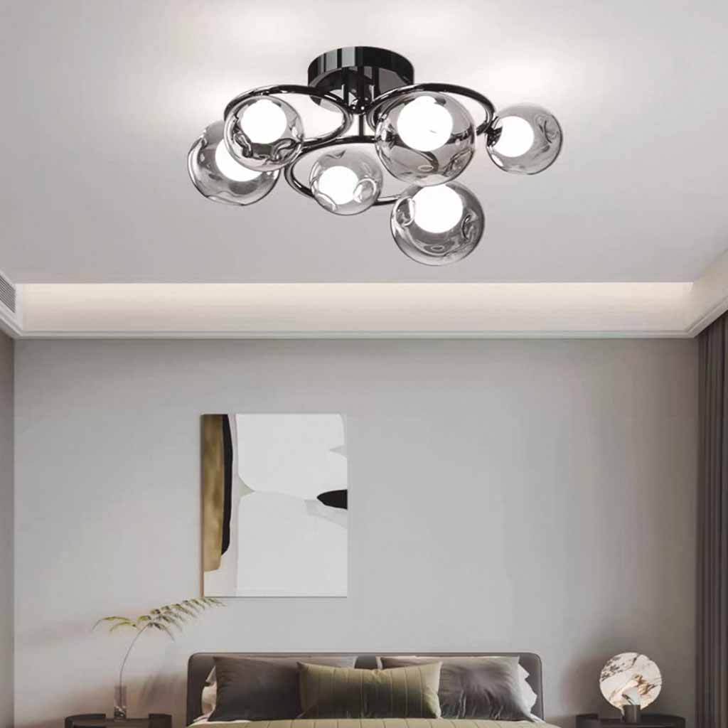 6-Light Bubble Semi-Flush Glass LED Ceiling Light