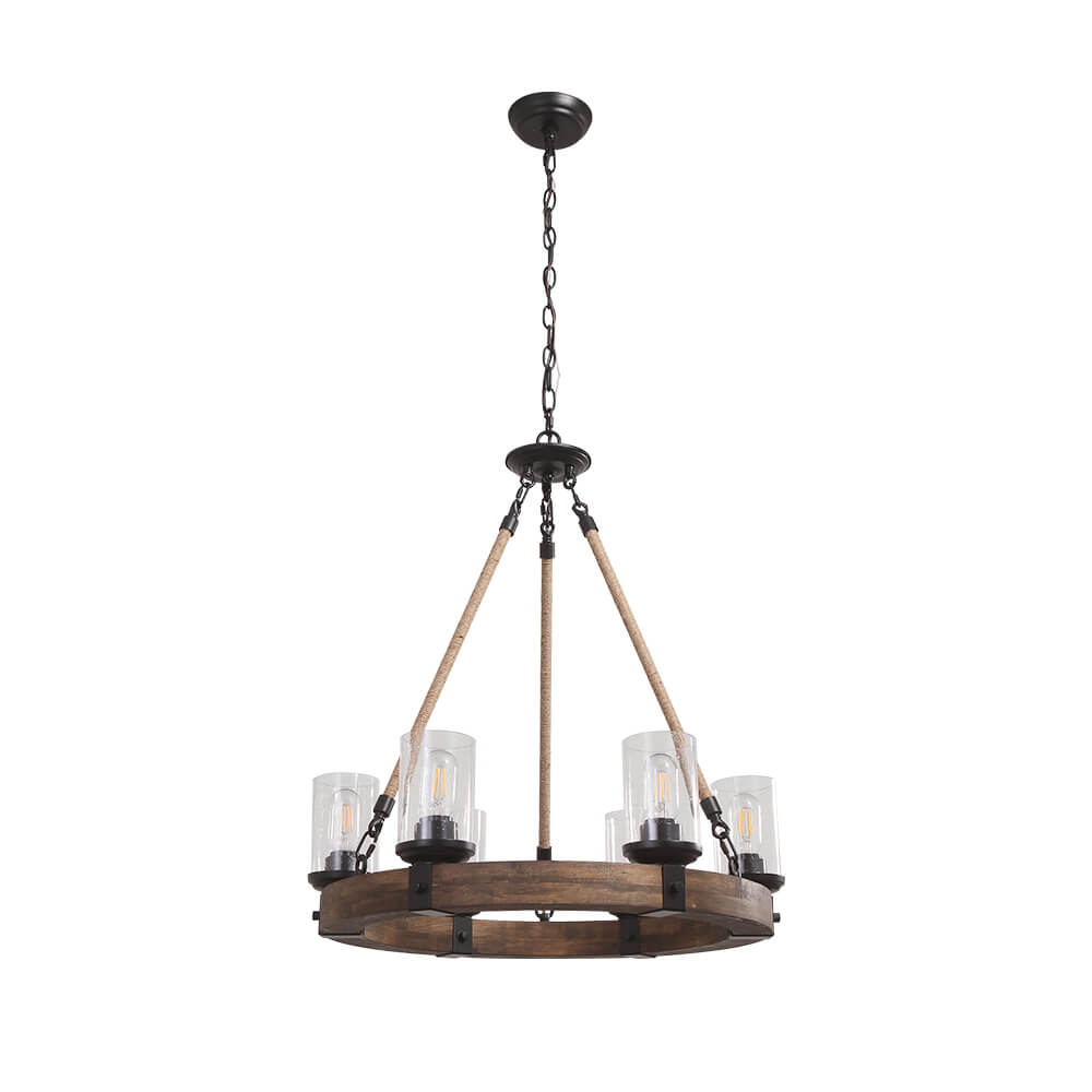 Elvian Industrial Modern Wood Chandelier