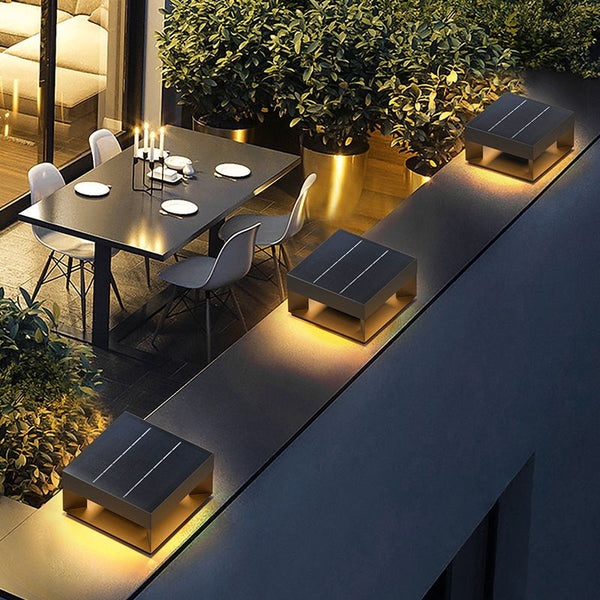 Ray Post Modern Solar Square Metal LED Outdoor Light