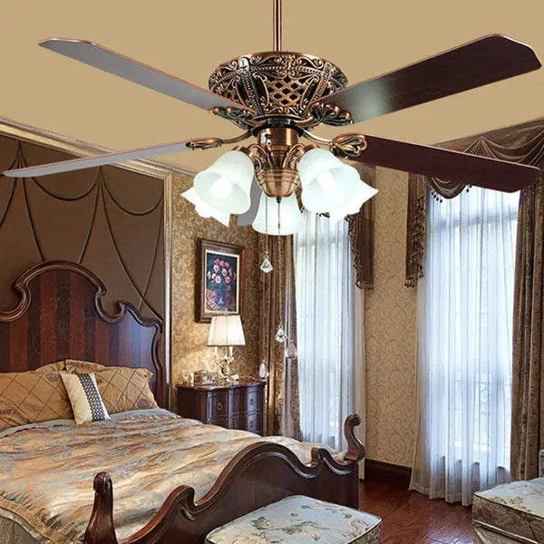 52/60 Inch 5 Blades Rustic Ceiling Fan With Lights