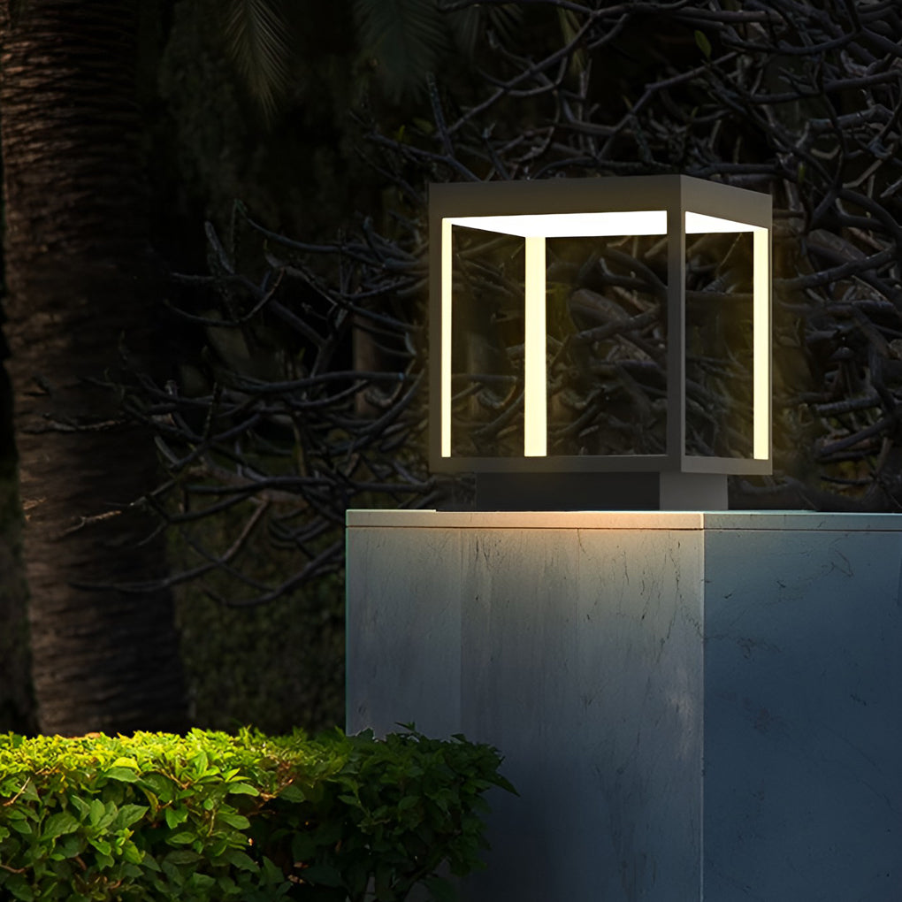 Orinarora Modern Frame Pier-Mounted Steel Outdoor Post Light