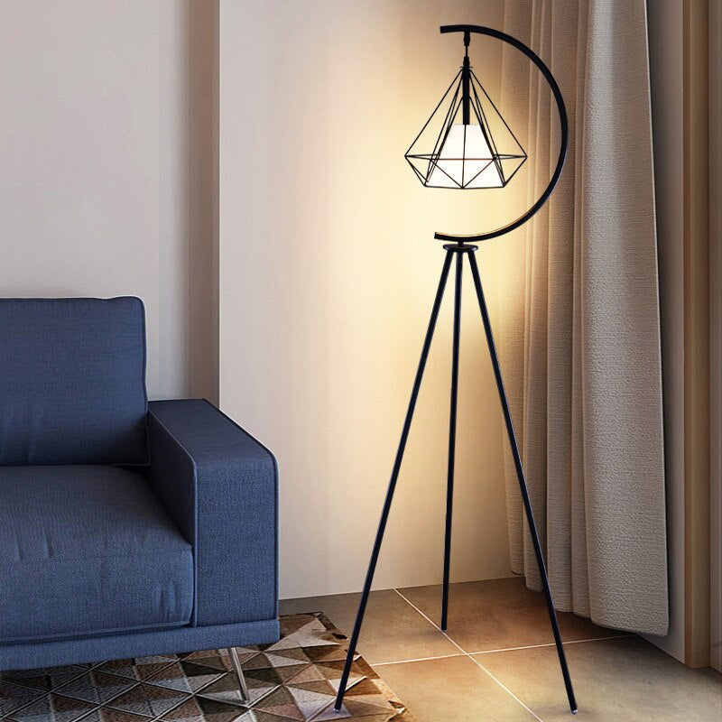 Gold Three-Legged Diamond Decorate Floor Lamp