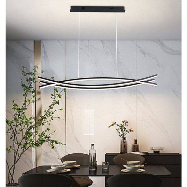 Arisha Modern Linear Metal Pendant Light, Black