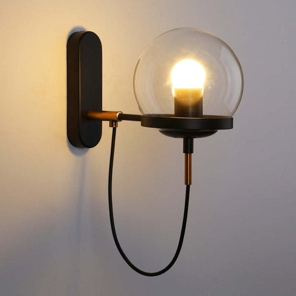 Brass Ironwork Glass Shade Wall Lights