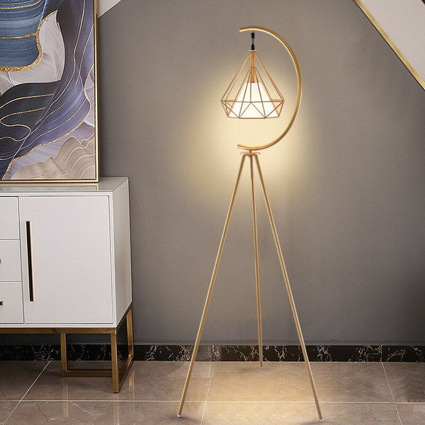 Gold Three-Legged Diamond Decorate Floor Lamp