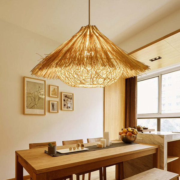 Muto Hand-Woven Rattan Modelling Pendant Light