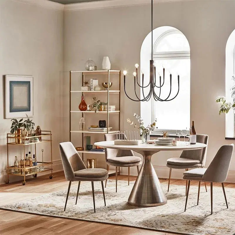 Mid-Century 6/9 Light Curved Candle Chandelier