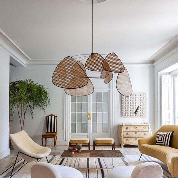 Boho Rattan Pendant Light Dimmable for Dining Room