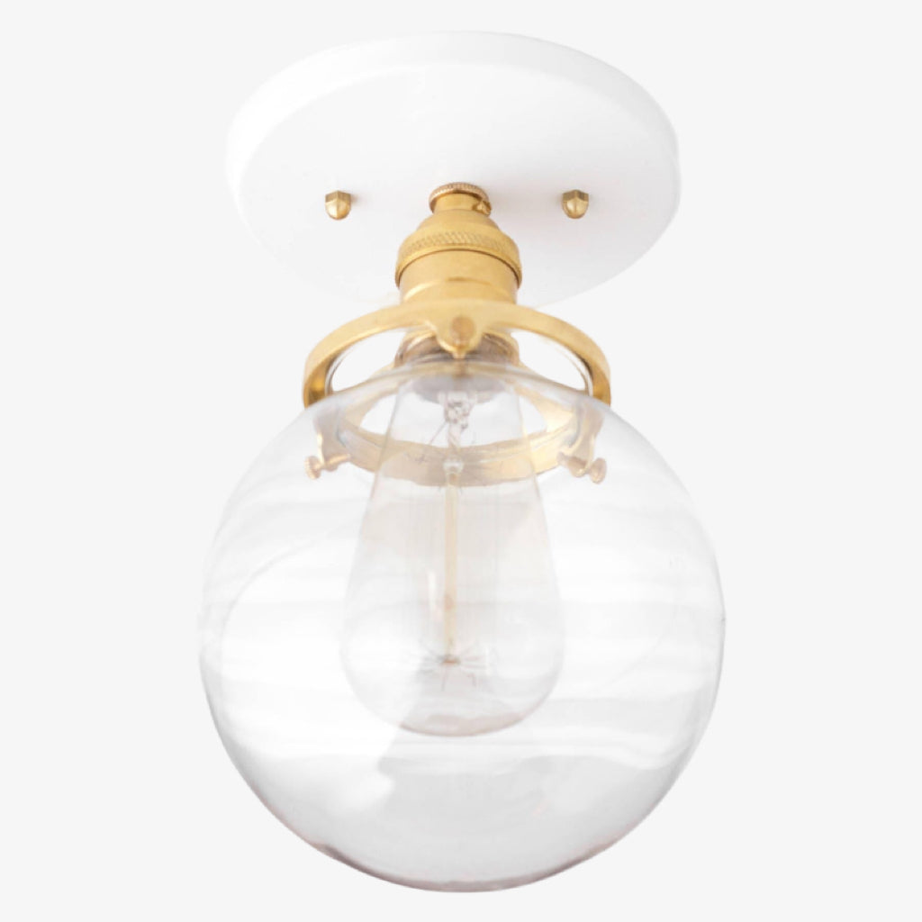 Pearl Clear Glass Retro Globe Ceiling Light Bedroom