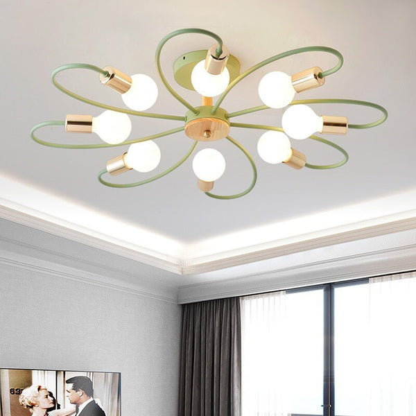 Arisha Elegant Metal/Glass Flush Mount Ceiling Light, Grey/Green