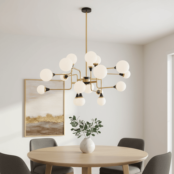 Mid-Century Six-Arm Globe Chandelier