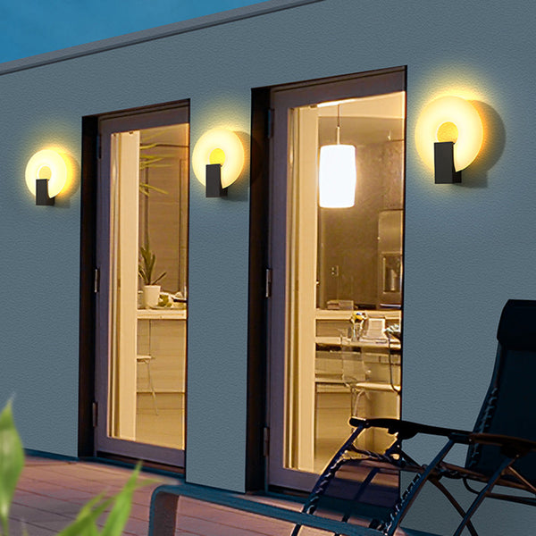 Ray Modern Metal/ Solar Waterproof Outdoor Wall Lamp, Black/White