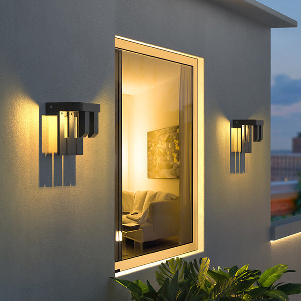 Ray Modern Minimallist Metal Solar Outdoor Garden/Yard Wall Lamp, Black