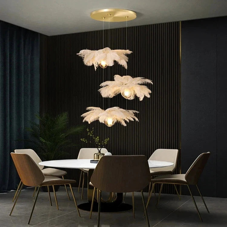 Adel Feather Staircase Lighting Chandelier