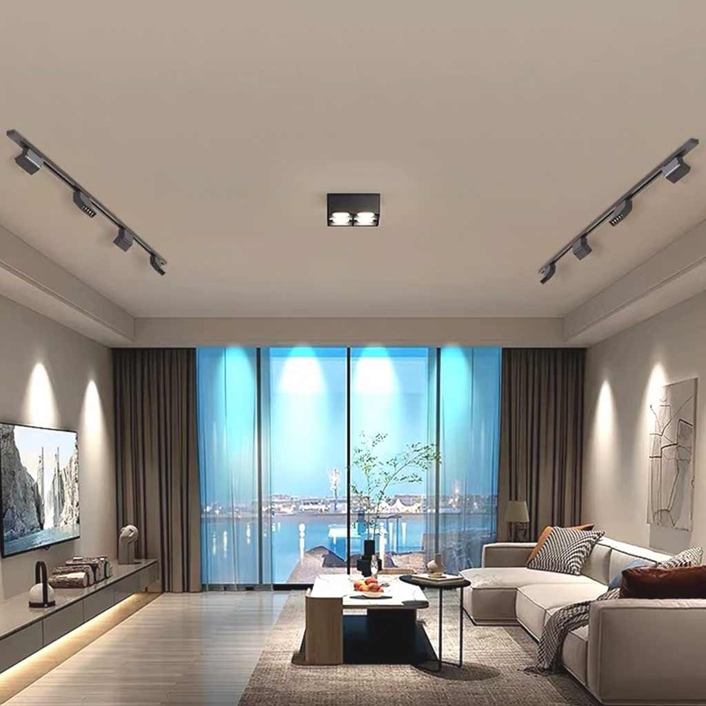 Adjustable Linear LED Track Ceiling Light with Spotlights