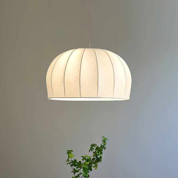 Fioeina White Fabric Dome Pendant Light