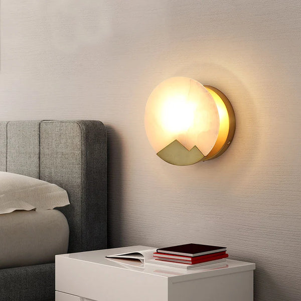 Alabaster Brass Wall Light