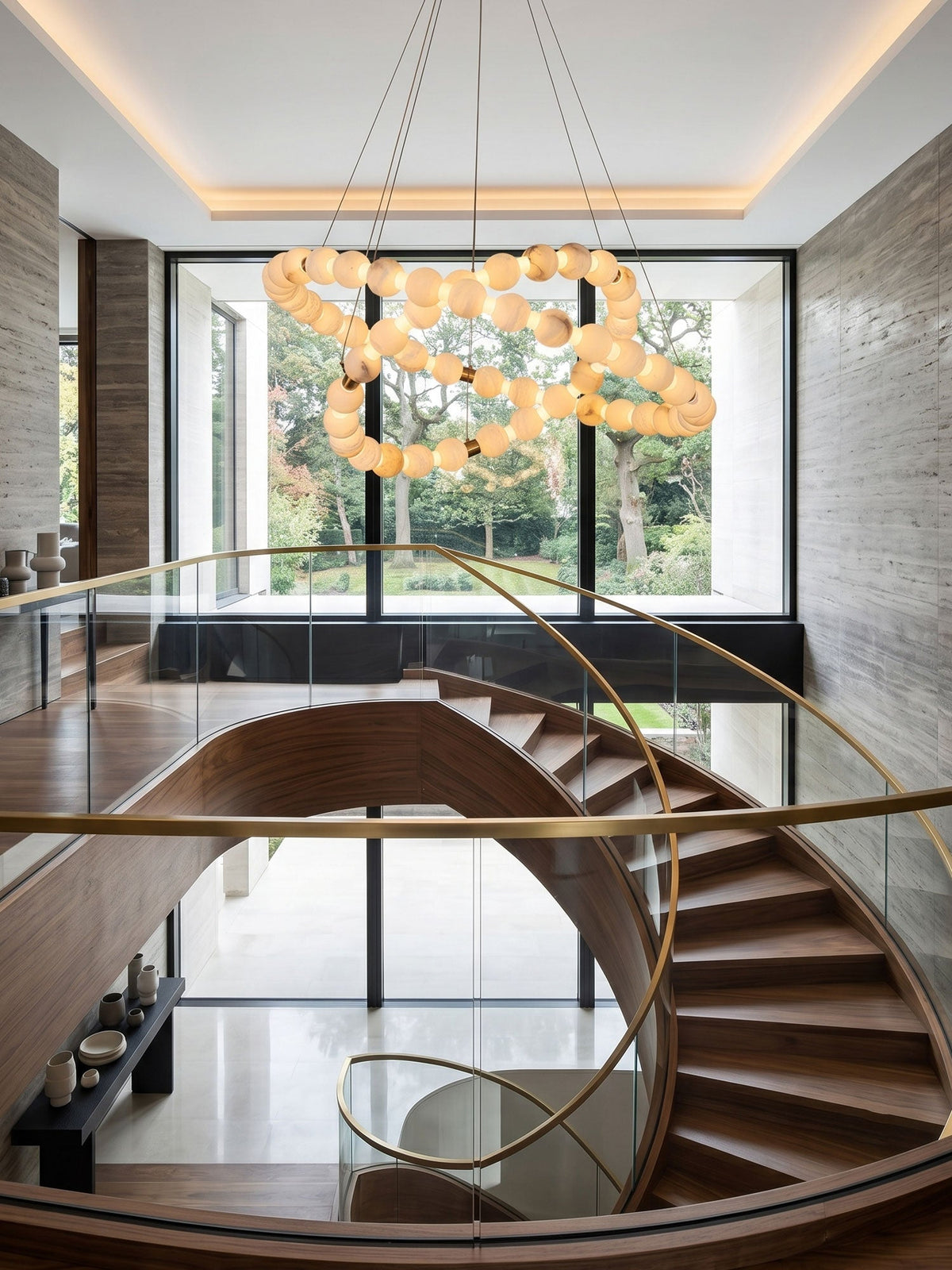 Chandelier Modern Marble Multi-Ring Bead Globe LED