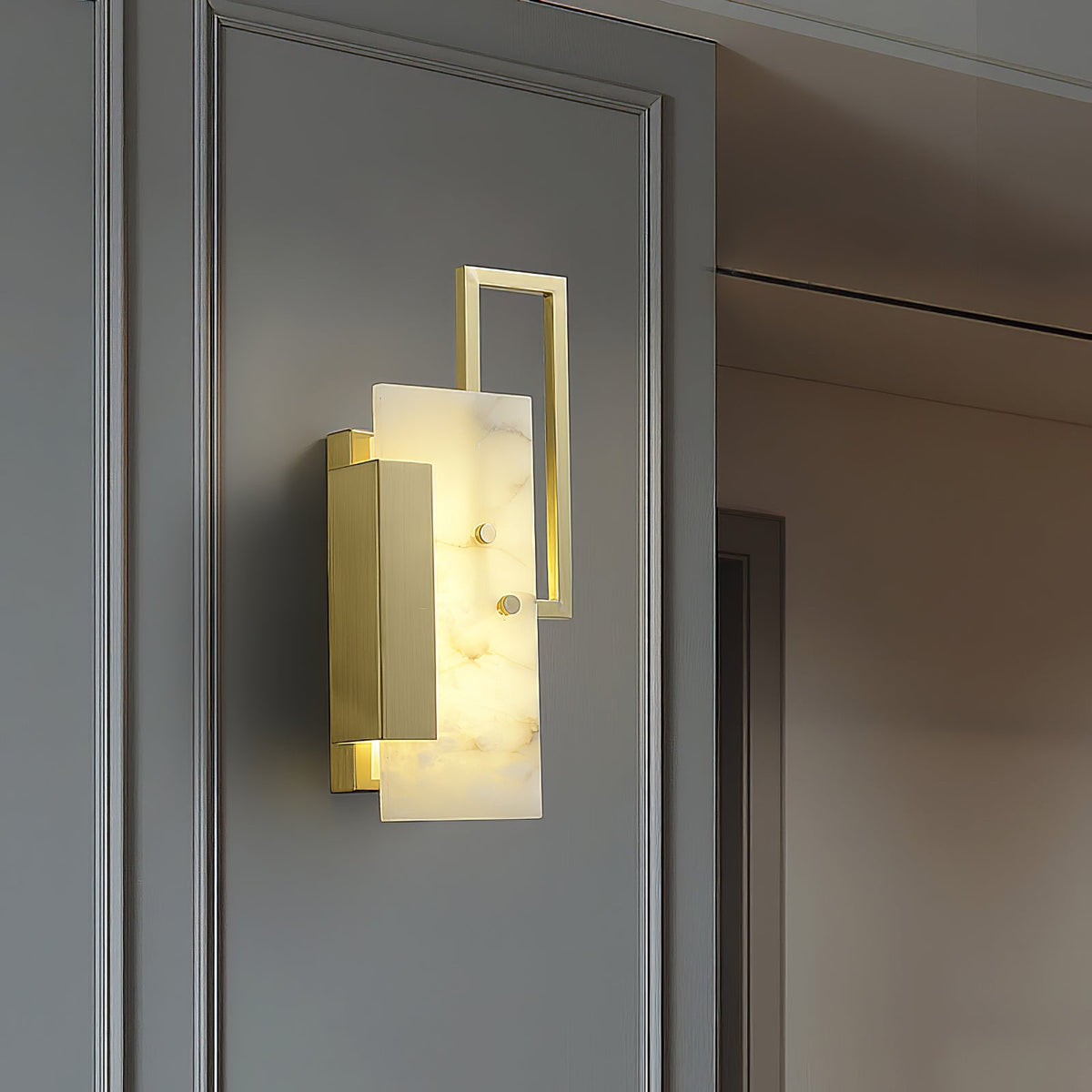 Alabaster Brass Wall Sconce