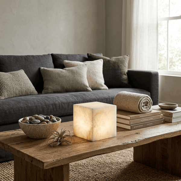 Alabaster Cube Table Lamp