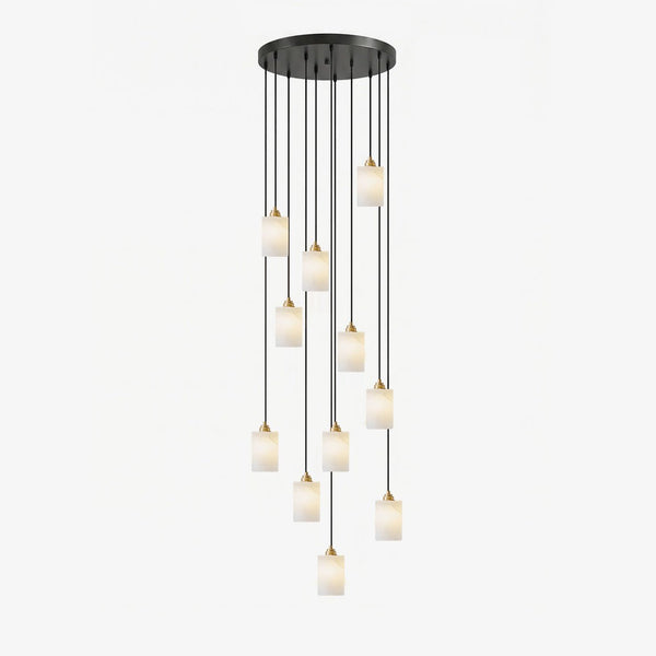 Alabaster Cylinder Cluster Chandelier