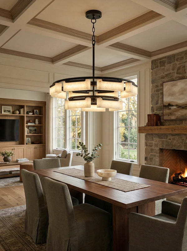 Rectangle Fusion Alabaster Chandelier