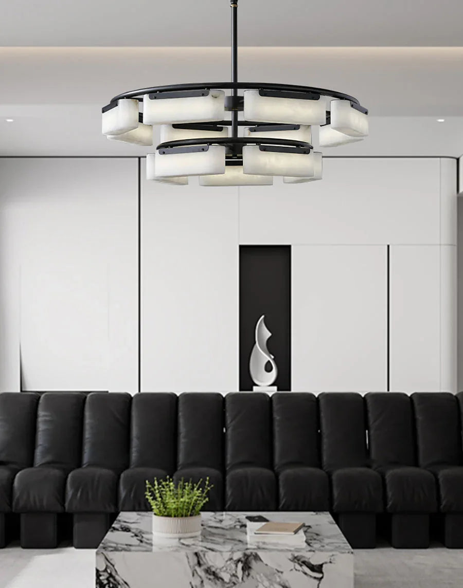 Rectangle Fusion Alabaster Chandelier