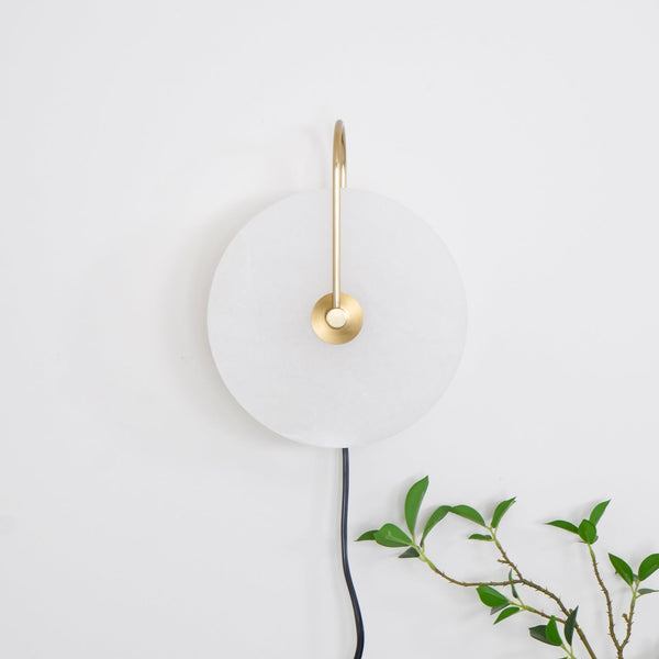 Albeaine Alabaster Globe Plug Wall Lamp