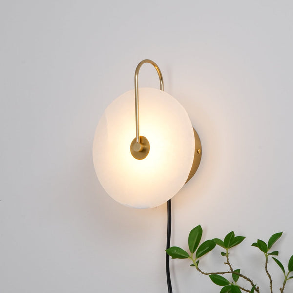 Albeaine Alabaster Globe Plug Wall Lamp